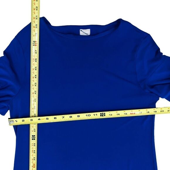 Chico’s Blue Ruffle Asymmetric  Pull On Stretching Dress Sz 0 (Reg Sz 4) - Picture 10 of 14